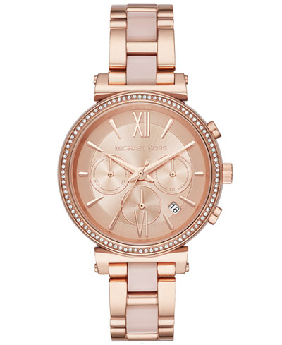 michael kors, luxury watches, Michael Kors Sofie Rose Gold Tone Watch