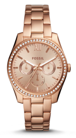 fossil watch, rose gold watch