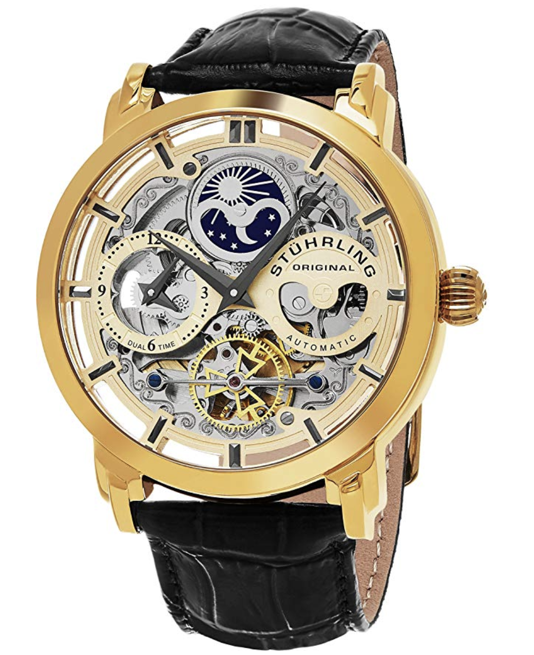Stührling Original Men's Stainless Steel Automatic Watch, Skeleton Watches, Automatic Watch, Luxury Watch
