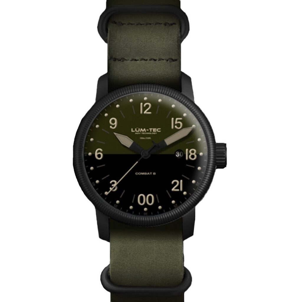 Lum-Tec Combat B37 24H, Modern Watch, Summer Watches, Green Strap, Date Display