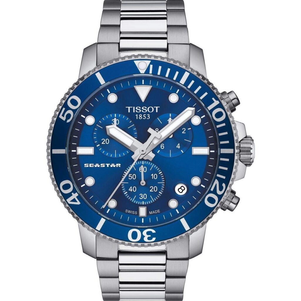 Tissot Seastar 1000, Blue Dial, Swiss Made Watch, Silver Strap, Travel Watches