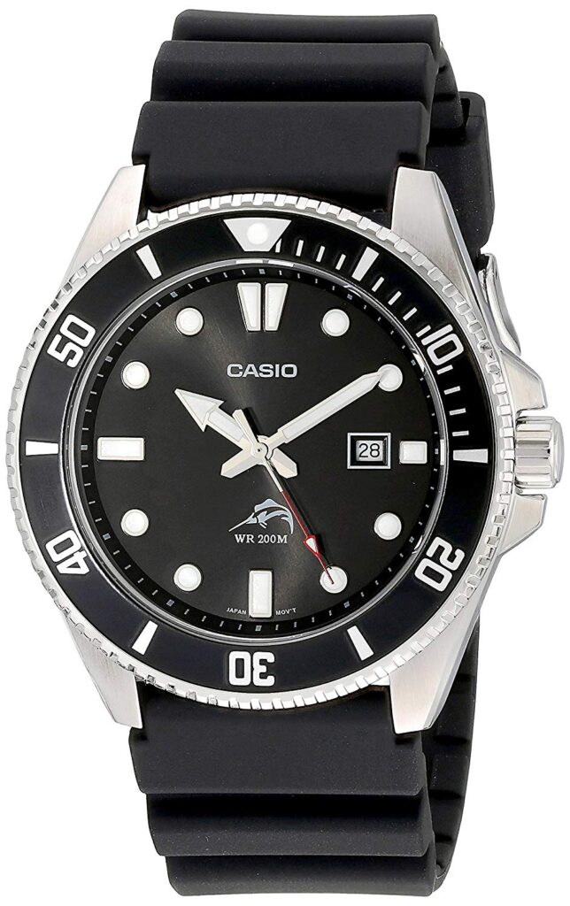 Casio Men's Black Analog Anti Reverse Bezel Watch, Black Watch, Swiss Watch, Dive Watch