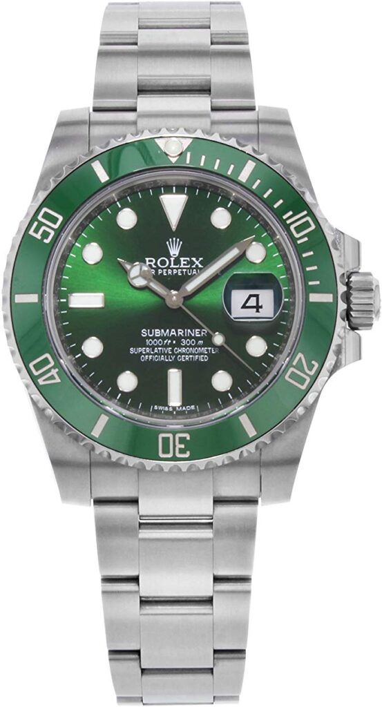 Rolex Submariner, Men's Dress Watches, Date Display, Green Dial, Steel Watch