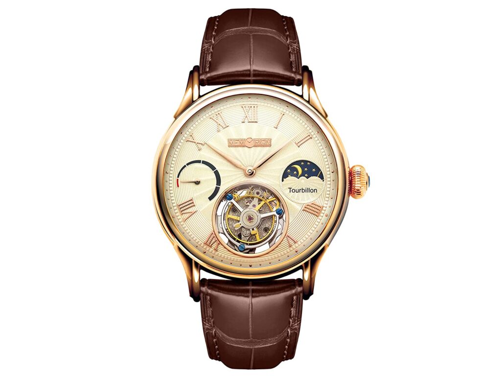 Men's MO0921 Everlasting Series Champagne Tourbillon Watch, Watch Part, Modern Design, Leather Watch