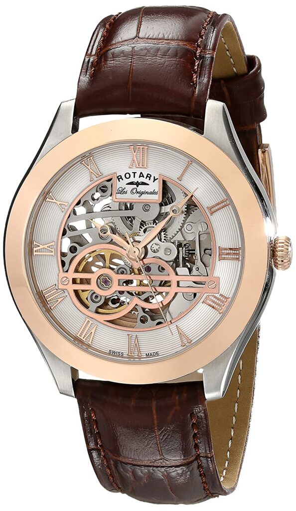 Rotary Men's Analog Display Swiss Automatic, Skeleton Watches, Swiss Made Watches, Elegant Watch, Leather Watch