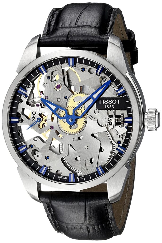 Tissot Men's Squelette Mechanical, Swiss Made Watch, Skeleton Watches, Silver Watch, Functional Watch