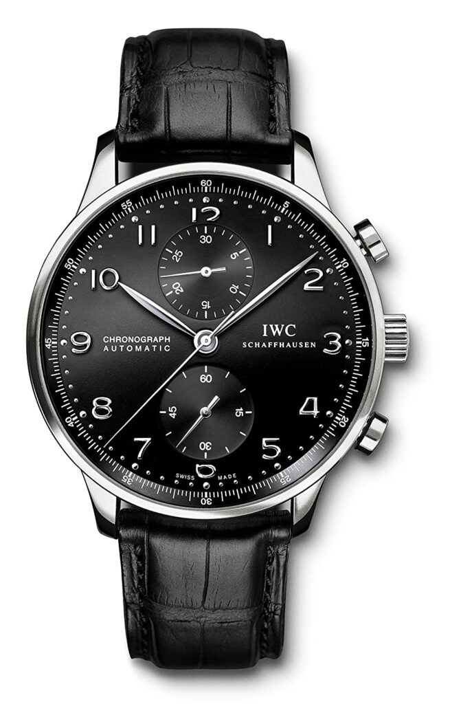 IWC Schaffhausen, Chronograph, Automatic Watch, Black Watch, Leather Watch