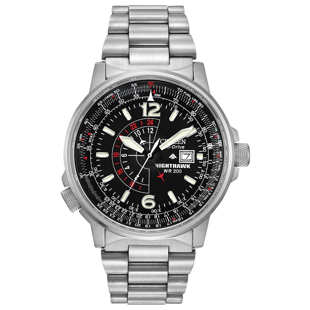 Citizen Nighthawk, Quartz Watch, Water-resistant, Stainless Steel, Silver