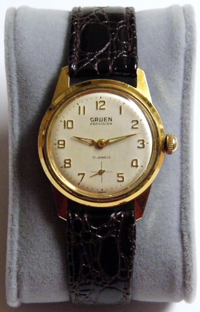 Gold Hands, Leather Strap, Baton Hands, Vintage Watch, Gruen Watches