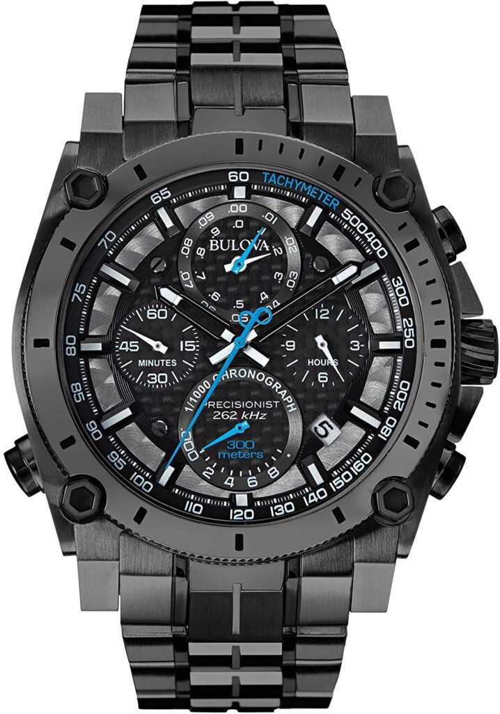 Bulova Gunmetal Precisionist Chronograph Watch, Black Watch, Chronograph Feature, Modern Watch, Comfortable Watch