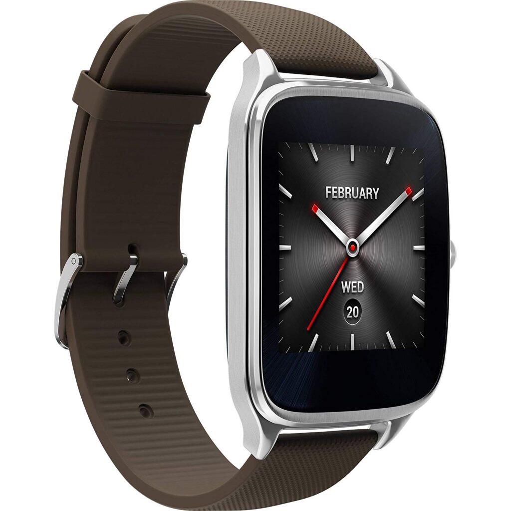 The ASUS ZenWatch 2, Affordable Watch, Attractive Watch Design, Brown Strap, Digital Time Display