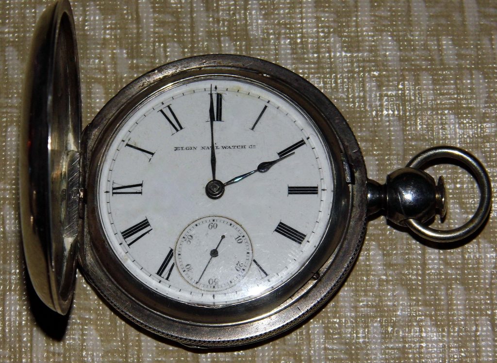 Vintage Elgin National Watch Company Pocket Watch, Hunting Case, Key Wound, Silver Coin, Classic Watch