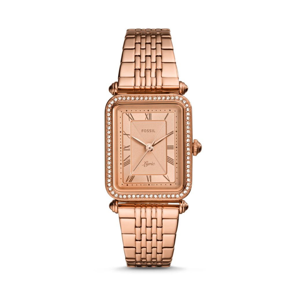 Fossil Lyric Three-Hand Rose Gold-Tone Stainless Steel Watch, Golden Watch, Luxury Watch, Elegant Watch