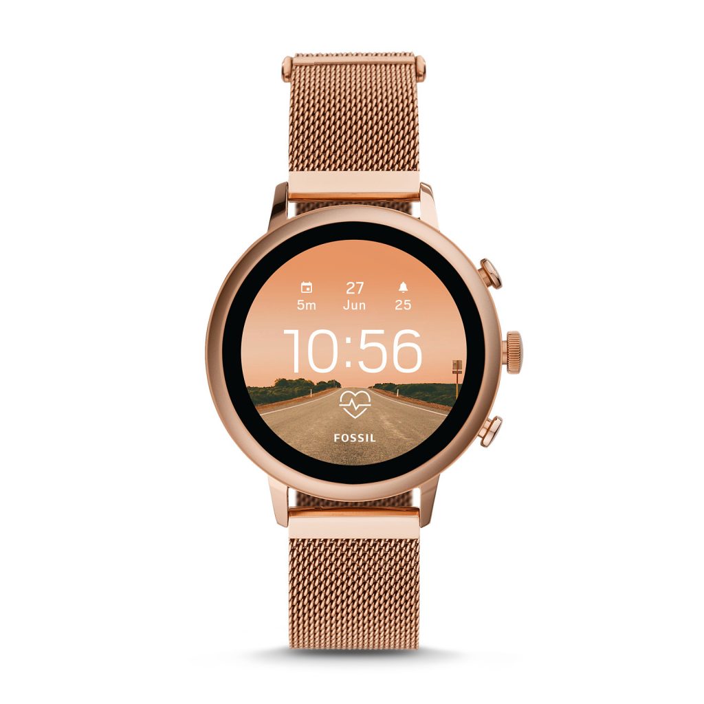 Fossil Gen 4 Smartwatch Venture Hr Rose-Gold Tone Stainless Steel Mesh, Digital Watch, Luxury Watch, Modern Watch