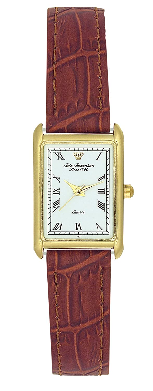 Jules Jurgensen Women's 7445 Leather Watch, Classic Watch, Quartz Watch, Rectangular Watch, Leather Strap