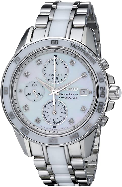 Seiko Sportura Ladies’ Chronograph, Steel Watch, Date Display, Japanese Watch, Tachymetre Function