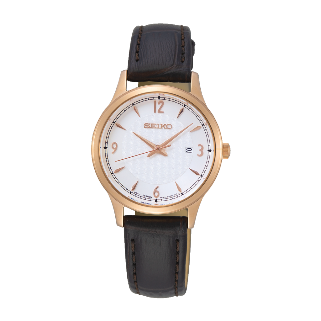 Seiko Ladies’ Quartz SXDG98P9, Analogue Watch, Japanese Watch, Date Display, Gold Watch Dial