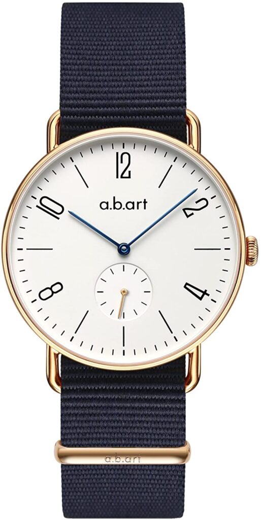 a.b.art FN41-001-17L Bauhaus, German Watches, Analogue Watch, Milliseconds Feature, Gold Watch Dial