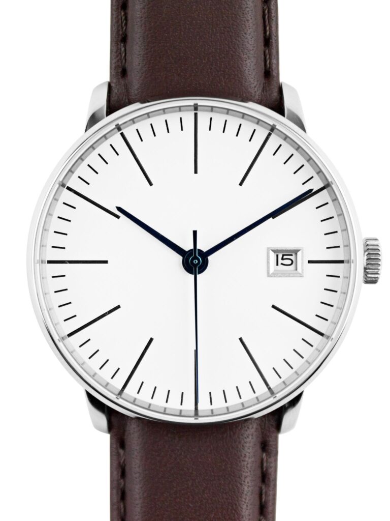 Kent Wang Bauhaus, Date Display, Brown Watch Strap, Elegant Watch, German Watches